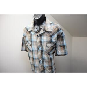 Wrangler Western Pearl Snaps Plaid Cowboy Bull Riding Shirt Mens Size 3XL